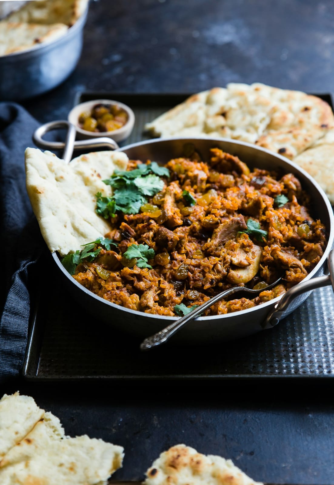 Spiced Chicken & Rice Skillet with Warm Naan – A Comfort Food Classic